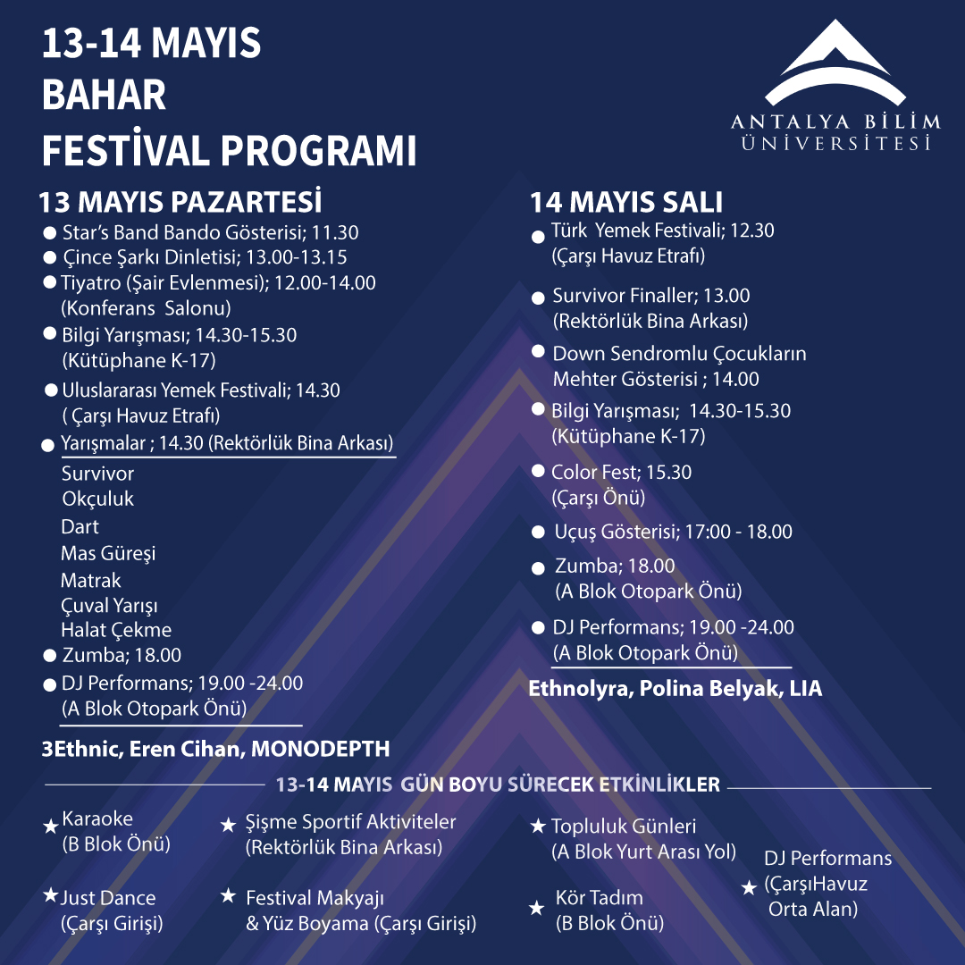May 13-14th Spring Festival Program