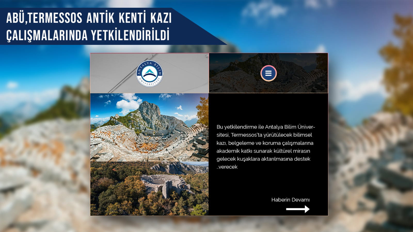 Antalya Bilim University Authorized for Excavation Works at the Ancient City of Termessos