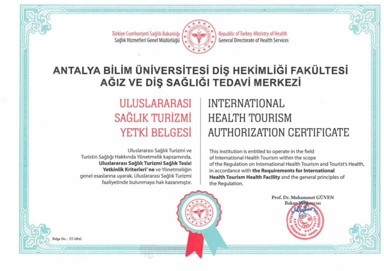 Uluslararası Sağlık Turizmi Yetki Belgesi
