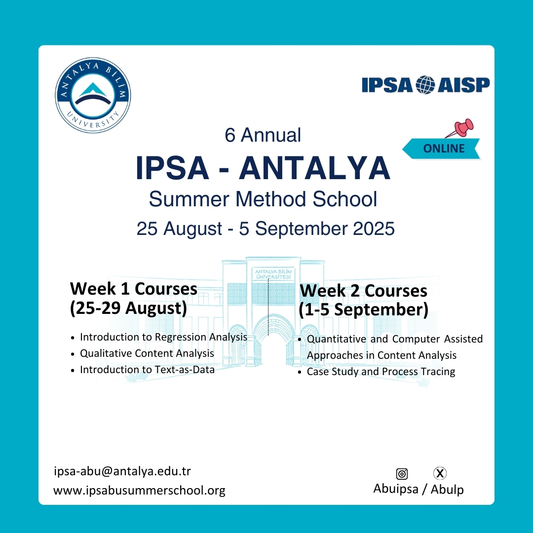 6th International Political Science Association (IPSA) - Antalya Bilim University Summer School for Social Science Research Methods (Virtual)