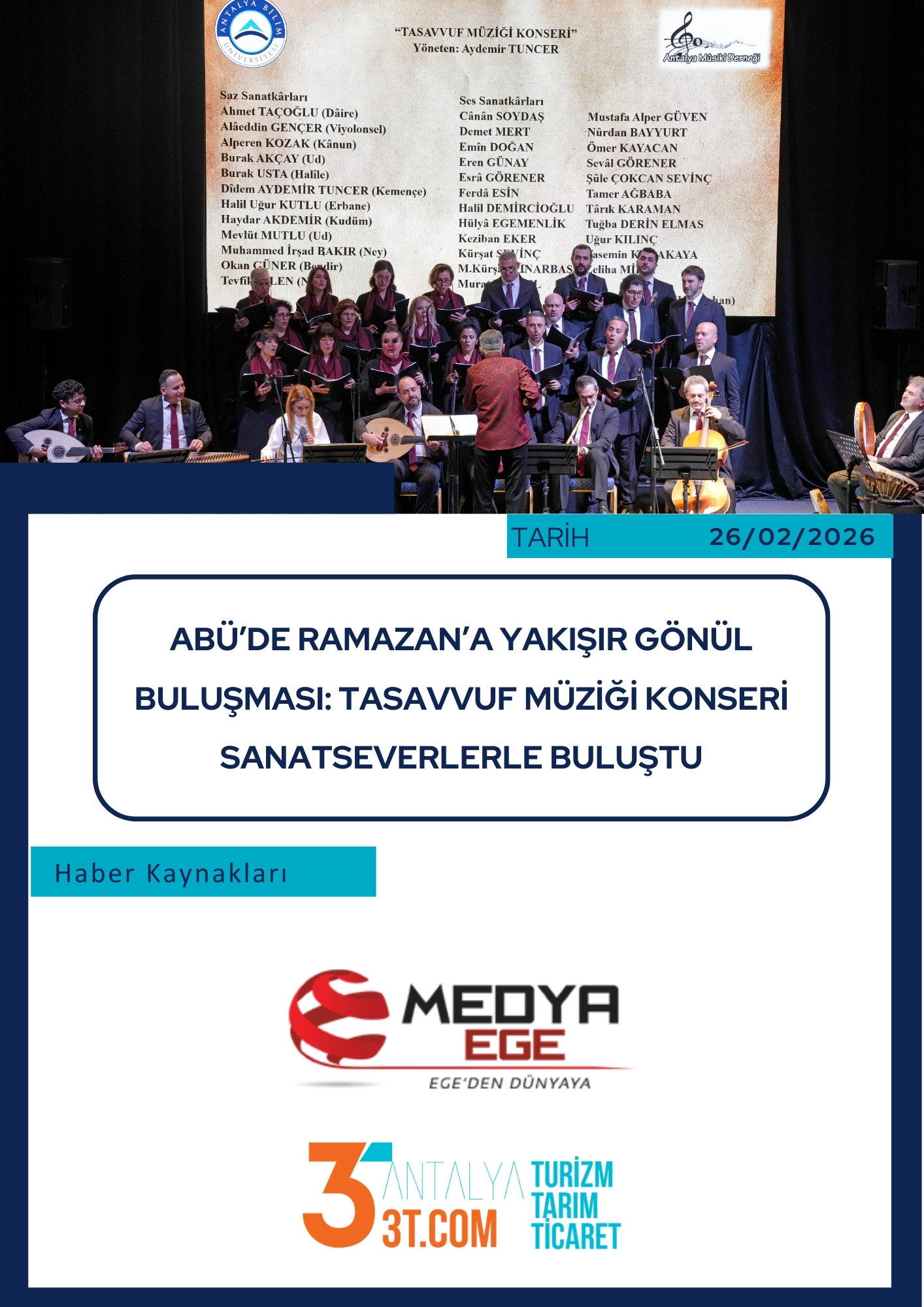 ABÜ’de Ramazan’a Yakışır Gönül Buluşması: Tasavvuf Müziği Konseri Sanatseverlerle Buluştu