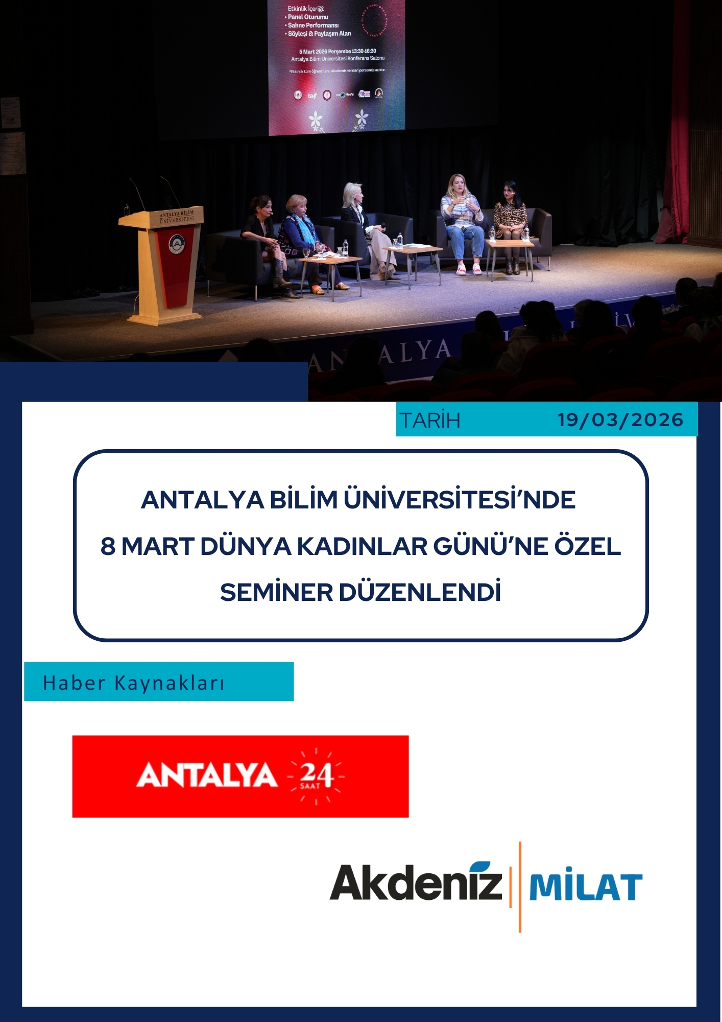 Antalya Bilim Üniversitesi’nde Kadınlar Günü’ne Özel Seminer Düzenlendi
