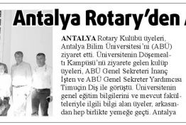 Antalya Rotary'den ABÜ'ye ziyaret
