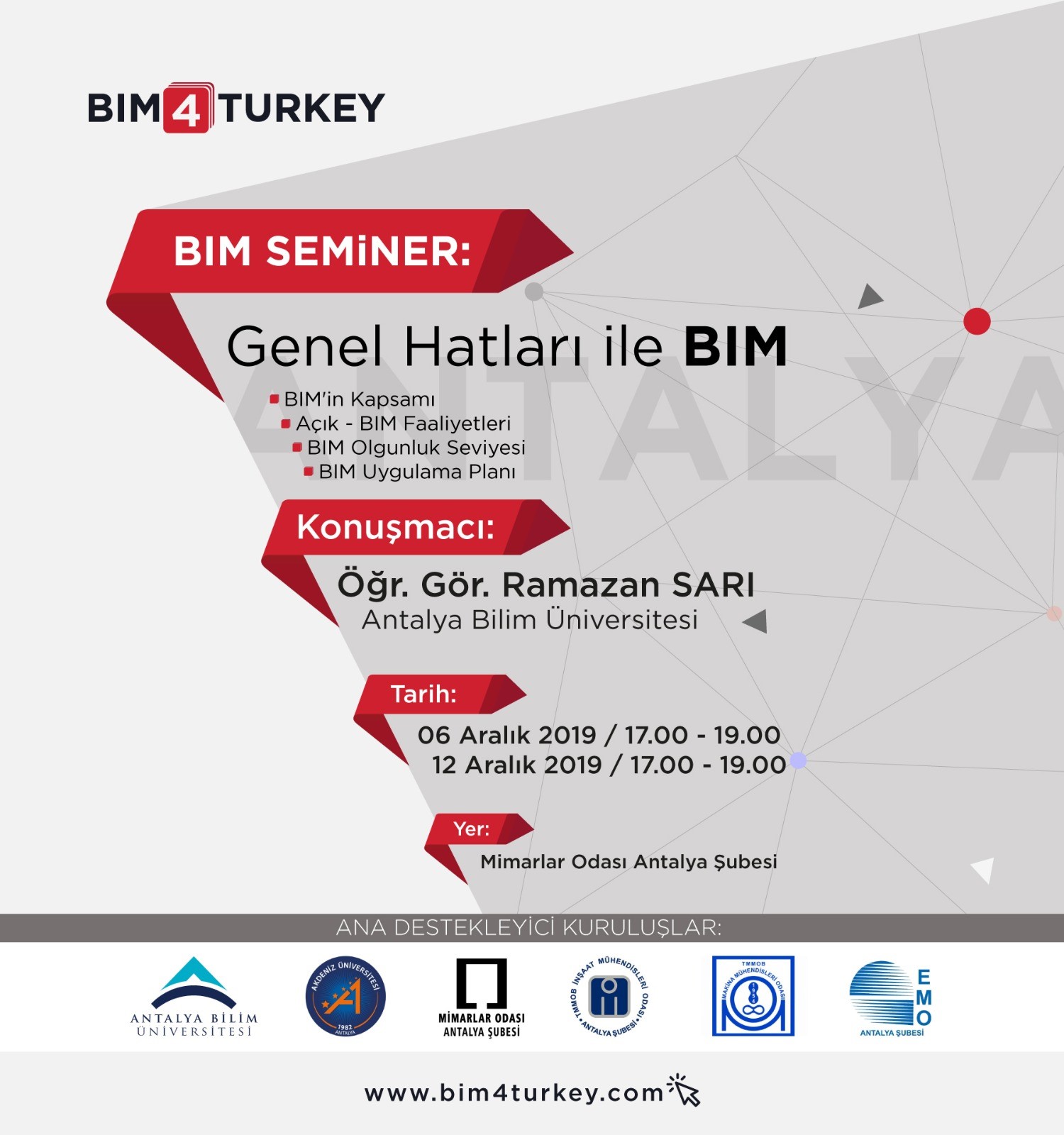 DEPARTMENT OF ARCHITECTURE LEC. RAMAZAN SARI BIM4TURKEY SEMINARS