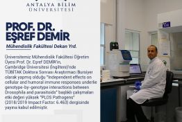 Prof. Dr. Eşref DEMİR's studies in the Department of Genetics at University of Cambridge as a TUBITAK Post-Doctoral Researcher Fellow were accepted for publication in PLOS Pathogens
