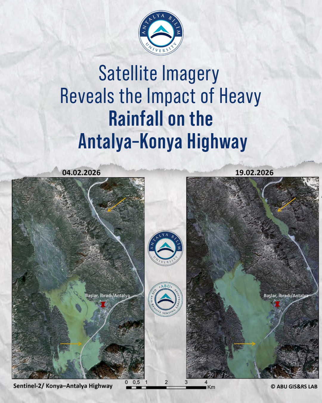Satellite Imagery Reveals the Impact of Heavy Rainfall on the Antalya–Konya Highway