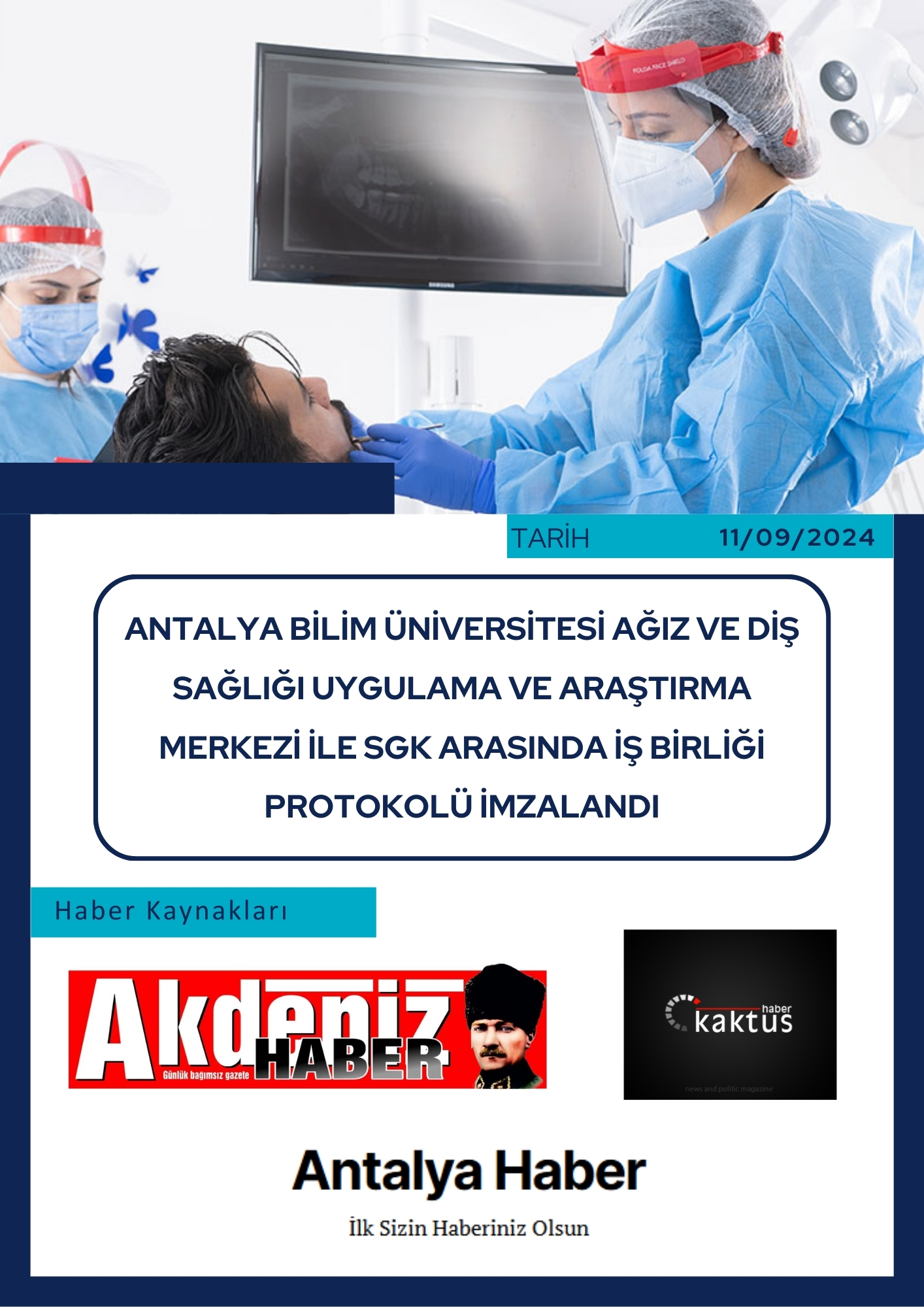 Antalya Bilim Üniversitesi Ağız ve Diş Sağlığı Uygulama ve Araştırma Merkezi ile SGK Arasında İş Birliği Protokolü İmzalandı