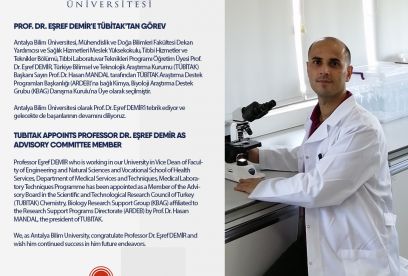 TUBITAK APPOINTS PROFESSOR DR. EŞREF DEMİR AS ADVISORY COMMITTEE MEMBER